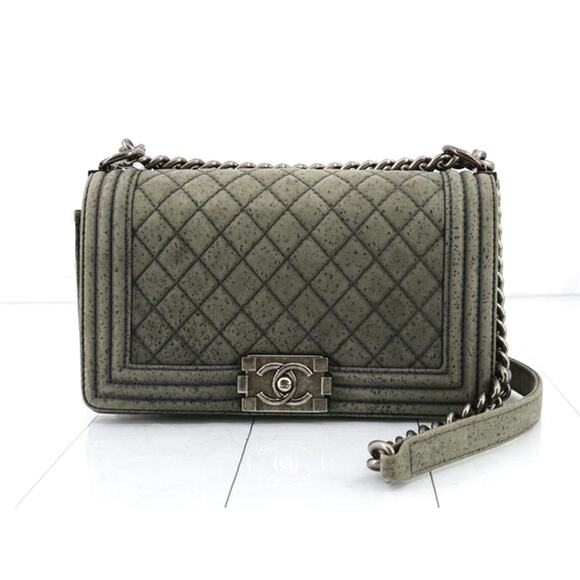 Chanel Grey Spotted Boy Bag Old Medium Iridescent Classic Quilted CC Crossbody - Picture 2 of 16